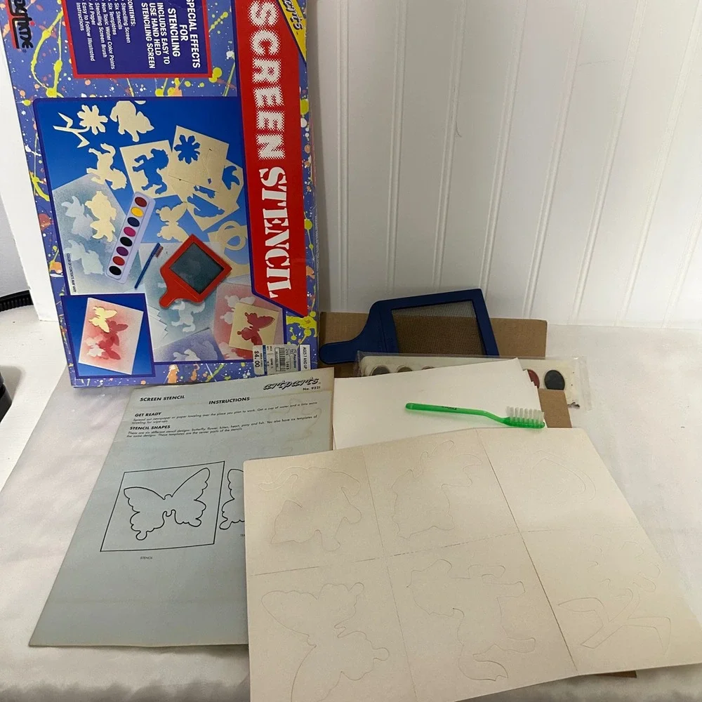 Playtime Artparts Screen Stencil & Up-Periscope Vintage Toy Set Kids Multicolor